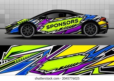 Racing car packaging design vector. Design of car stickers. Abstract racing and sport background for racing livery or daily use car vinyl decal. Car design development for the company.

