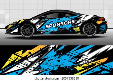 Racing car packaging design vector. Design of car stickers. Abstract racing and sport background for racing livery or daily use car vinyl decal. Car design development for the company.
