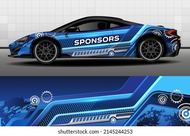 Racing car packaging design vector. Design of car stickers. Abstract racing and sport background for racing livery or daily use car vinyl decal.
