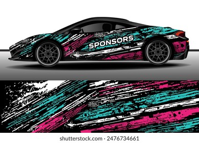 Racing car packaging design vector. Design of car stickers. Abstract racing and sport background for racing livery or daily use car vinyl decal. Car design development for the company.
