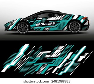 Racing car packaging design vector. Design of car stickers. Abstract racing and sport background for racing livery or daily use car vinyl decal. Car design development for the company.

