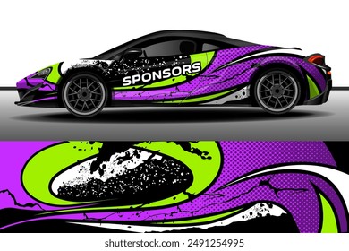 Racing car packaging design vector. Design of car stickers. Abstract racing and sport background for racing livery or daily use car vinyl decal. Car design development for the company.
