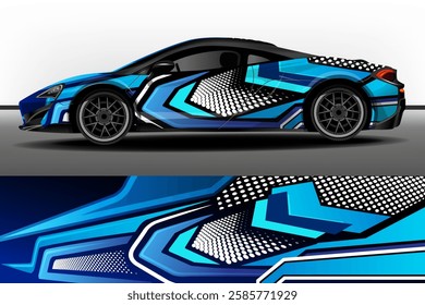 Racing car packaging design vector. Design of car stickers. Stylish sports background with abstract arrows for racing livery or daily use car vinyl decal. Car design development for the company.