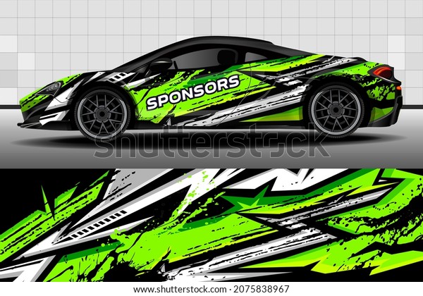 Racing car packaging design vector. Design of\
car stickers. Abstract racing and sport background for racing\
livery or daily use car vinyl decal. Car design development for the\
company.\
