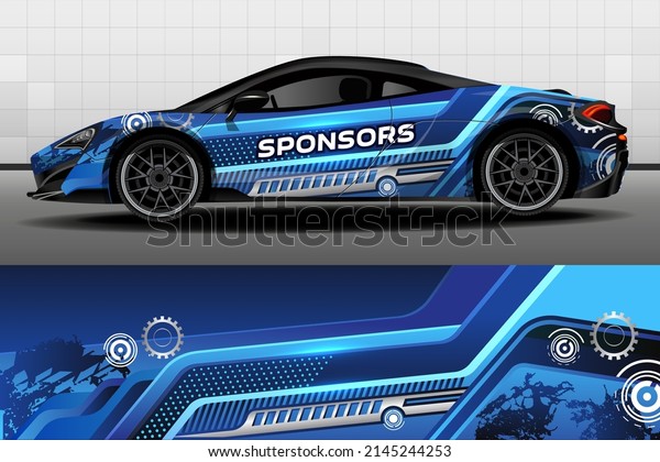 Racing car packaging design vector. Design\
of car stickers. Abstract racing and sport background for racing\
livery or daily use car vinyl\
decal.\

