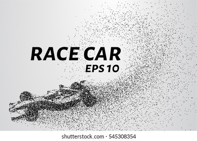 Racing car of the particles. Car racing consists of dots and circles. Vector illustration.