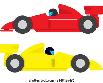 Racing car. Race driver in a car. Drawing for children.