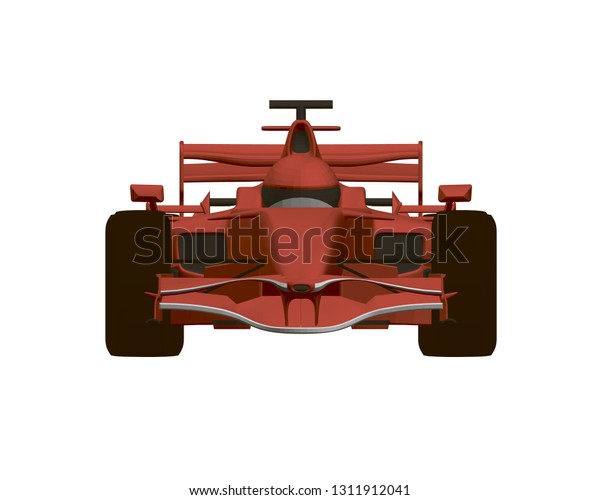 Racing car. Red racing sports car with\
driver. 3D. Front view. Detailed realistic racing car on a white\
background. Vector\
illustration.