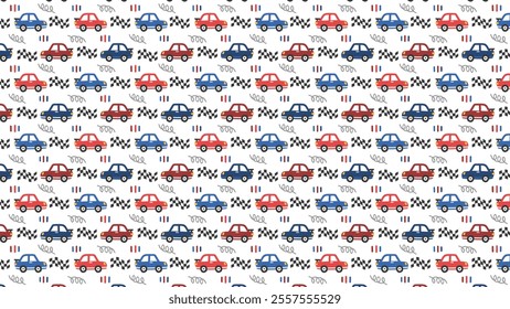 Racing car seamless pattern kids hand drawn background design