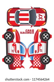 Racing car. Set for handmade. Isolated on white background. Vector illustration.
