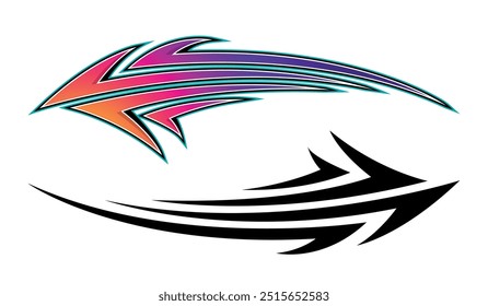 Racing car side sticker sports cars abstract tribal tattoo decoration. Eps 10 vector art image illustration. Side strip decal for car, auto, truck, boat, ship, suv, motorcycle.