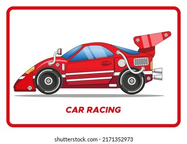 Racing car. Side view. Isolated on white background. Vector illustration.