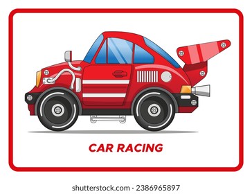 Racing car. Side view. Isolated on white background. Vector illustration.