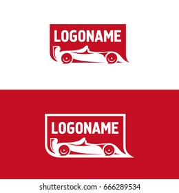 A racing car, a sign for a racing team or for a company related to racing