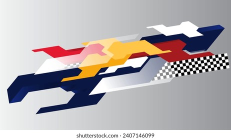 Racing car signature strips. Automotive sport background wallpaper with checkered effects