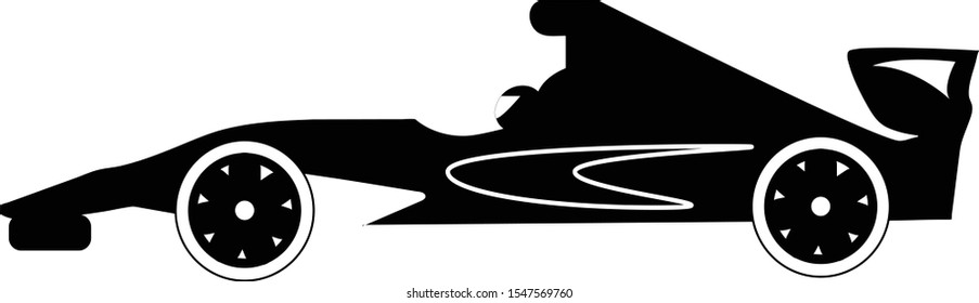 Racing car in silhouette design pattern  black and white