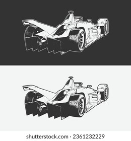 Racing car silhouette vector. race car illustration. superpower cars icon, champion car vector art graphic. black and white color logo design.