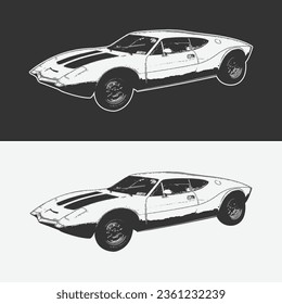 Racing car silhouette vector. race car illustration. superpower cars icon, champion car vector art graphic. black and white color logo design.