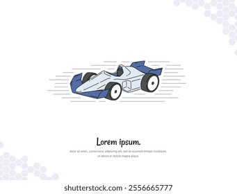 Racing Car simple doodle flat vector art for wall decoration landscape. vector illustration simple image. collection of transportation cartoon illustrations. for room decoration, events, etc