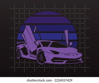 Racing car and slogan text ready for tshirt vector art