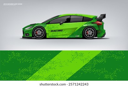 Racing Car sport car branding with racing wrap decal or livery design. Abstract racing graphics black blue backround. Editable vector template	