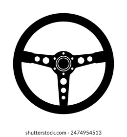 Racing car Steering Wheel silhouette. Car automobile accessories icon logo vector illustration