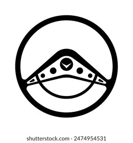 Racing car Steering Wheel silhouette. Car automobile accessories icon logo vector illustration
