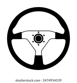Racing car Steering Wheel silhouette. Car automobile accessories icon logo vector illustration