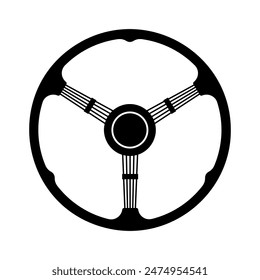 Silueta del volante del coche de carreras. Ilustración vectorial del logotipo del icono de los accesorios del automóvil