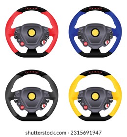 Racing car steering wheel truck wheel sports car wheel
motor parts vector realistic luxury design illustration on white background