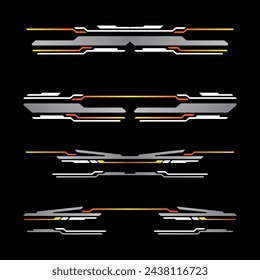 racing car stickers stripe abstract shape . vinyl decal templates isolated set