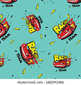 Racing car for textile seamles pattern graphic design