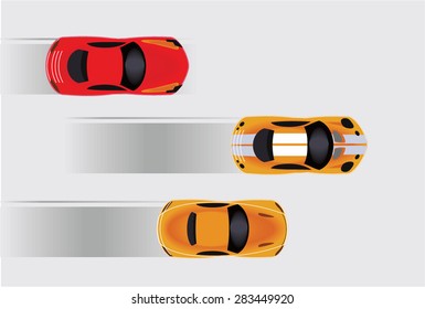 Racing car top view. Vector