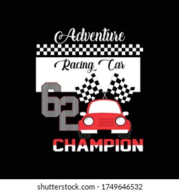 Racing Car  t-shirt and apparel designs. Vector print, typography, poster, emblem.varsity