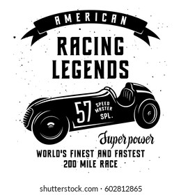 Racing Car t-shirt graphics / Speed Racer Graphic Tee / American car race vintage poster