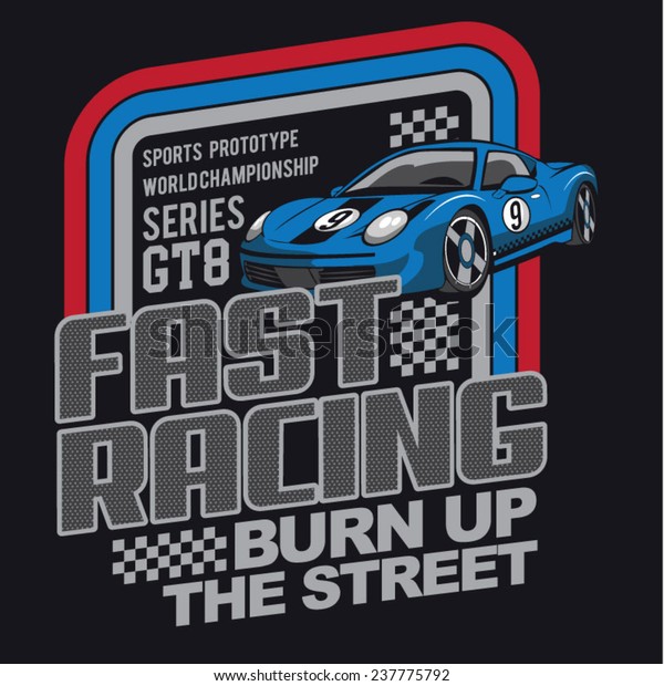 Racing car\
typography, t-shirt graphics,\
vectors