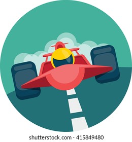 Racing Car. Vector Flat Icon