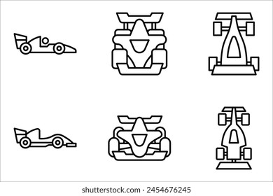 Racing car vector icon set, bolid F1 symbol. Modern, vector illustration on white background