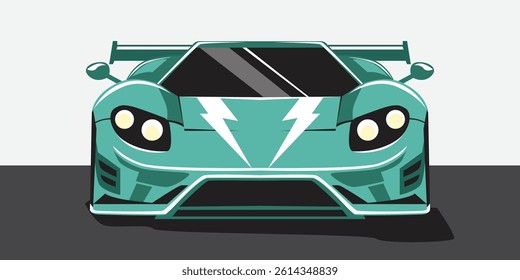 racing car vector illustration, tosca sports car facing forward