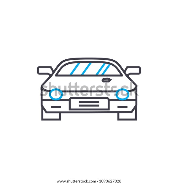 Racing car vector thin line\
stroke icon. Racing car outline illustration, linear sign, symbol\
concept.