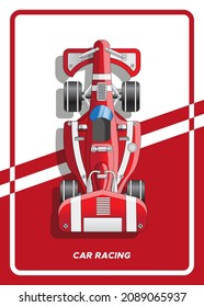 Racing Car. View From Above. Vector Illustration. 