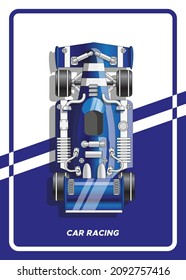 Racing Car. View From Above. Vector Illustration. 