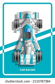 Racing Car. View From Above. Vector Illustration. 