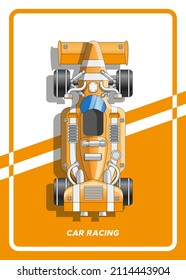 Racing Car. View From Above. Vector Illustration.