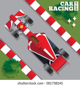 Racing Car. View From Above. Vector Illustration.