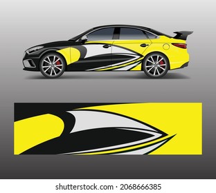 Racing car wrap. abstract strip shapes for Company car wrap, sticker, and decal template design vector
