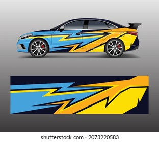 Racing car wrap. abstract strip shapes for Company car wrap, sticker, and decal template design vector