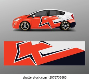 Racing car wrap. abstract strip shapes for Company car wrap, sticker, and decal template design vector