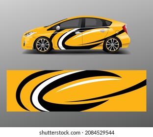 Racing car wrap. abstract strip shapes for Company car wrap, sticker, and decal template design vector