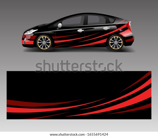 Racing car wrap. abstract\
strip shapes for Company car wrap, sticker, and decal template\
design vector